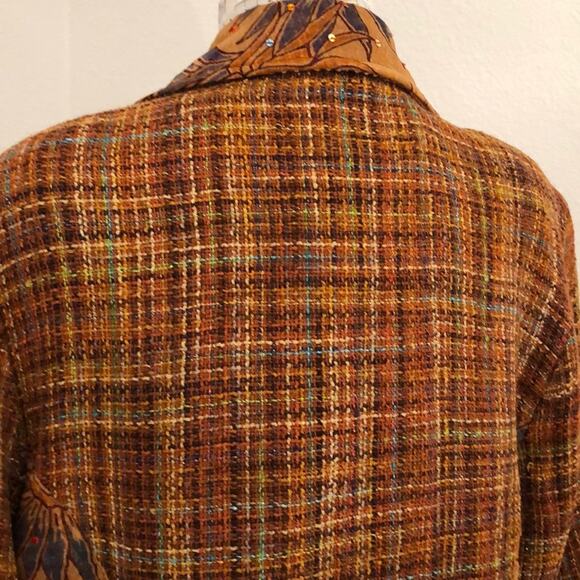 Daniel K Copper Vintage Tweed & floral with sequin Blazer Jacket-Small - Picture 6 of 8